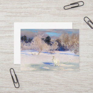 Winterlandschaft mit einem Weißen Haus von B. Lilj Visitenkarte