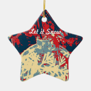 Winterlandschaft mit einzigartiger Schneeflocke Keramikornament