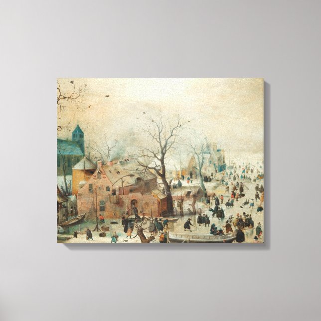 Winterlandschaft mit Eis-Skatern, Hendrick Averca Leinwanddruck (Vorderseite)