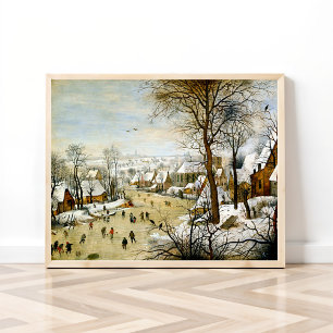 Winterlandschaft mit Eis-Skatern Poster