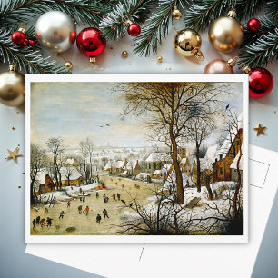 Winterlandschaft mit Eis-Skatern Postkarte