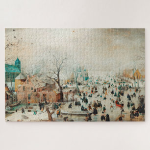 Winterlandschaft mit Eisdielen-Skatern Puzzle