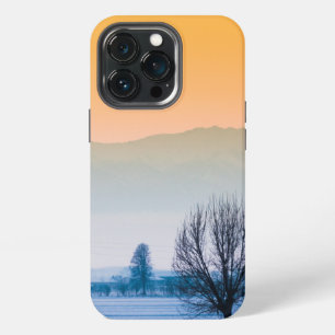 Winterlandschaft mit goldenem Himmel iPhone 13 Pro Hülle