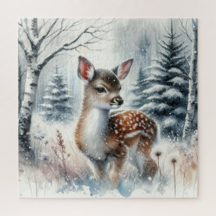 Winterlandschaft mit Hirsch Puzzle