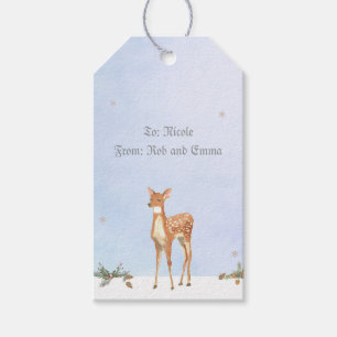 Winterlandschaft mit Hirschgeschenk-Tag Geschenkanhänger