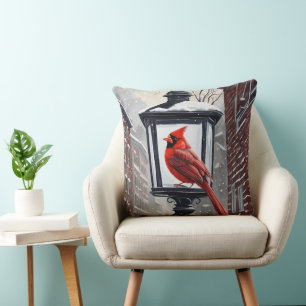 Winterlandschaft mit Kardinalvogel Kissen