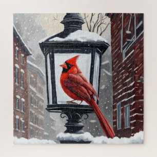 Winterlandschaft mit Kardinalvogel Puzzle