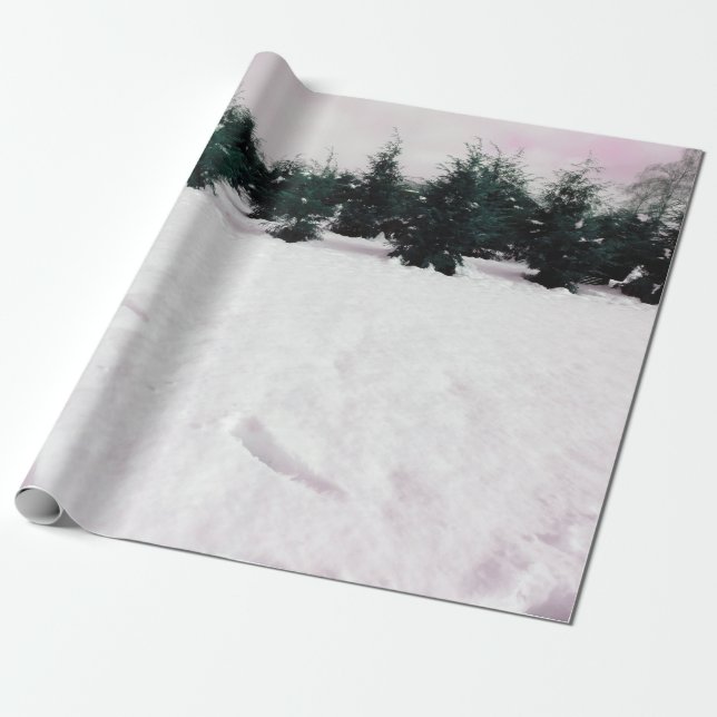 Winterlandschaft mit Lärchen im Schnee Geschenkpapier (Ungerollt)