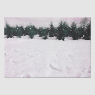 Winterlandschaft mit Lärchen im Schnee Seidenpapier