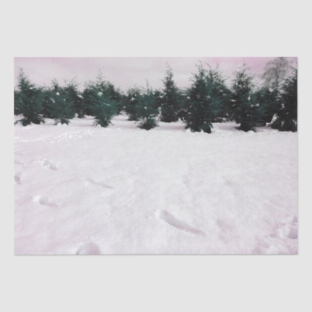 Winterlandschaft mit Lärchen im Schnee Seidenpapier (Vorderseite)