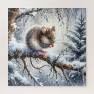 Winterlandschaft mit Maus Puzzle