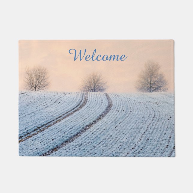 Winterlandschaft mit Personalisiertem Einstieg in  Fußmatte (Vorderseite)