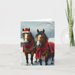 Winterlandschaft mit Pferden und Hütten Karte