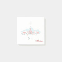 Winterlandschaft mit Roter Kirche und Weihnachtsst