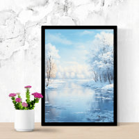 Winterlandschaft mit ruhig gefrorenem See