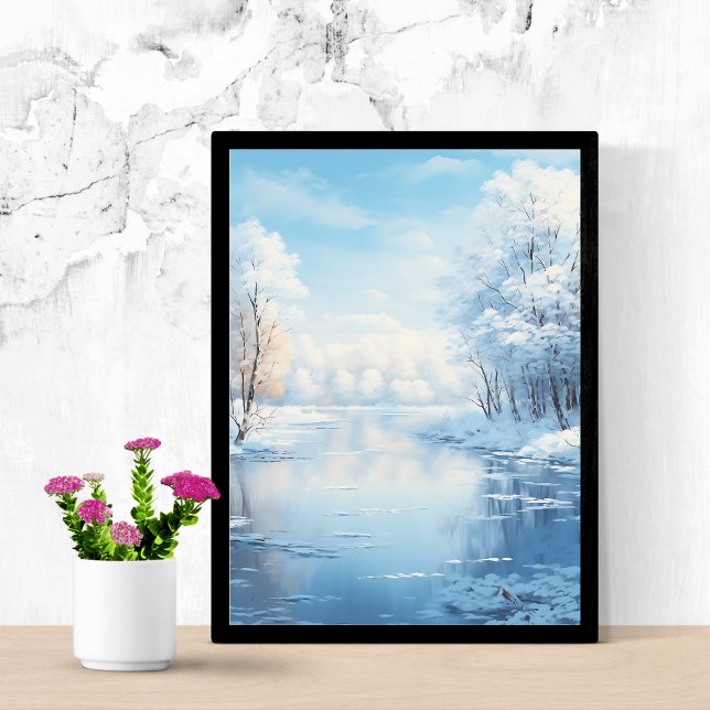 Winterlandschaft mit ruhig gefrorenem See Poster (Von Creator hochgeladen)
