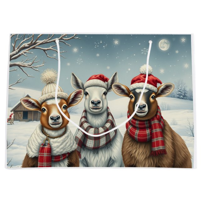 Winterlandschaft mit Schafen und Kabinen Große Geschenktüte (Vorderseite)