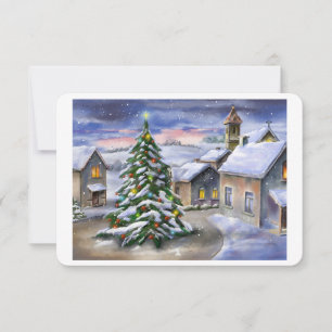 Winterlandschaft mit schneebedecktem Dorf