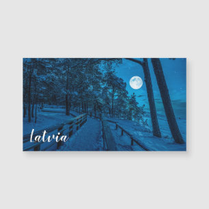 Winterlandschaft mit schneebedecktem Pinienwald Magnetkarte