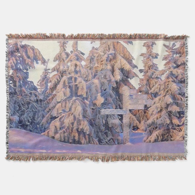 Winterlandschaft mit schneebedeckten Bäumen Aquare Decke (Vorderseite)