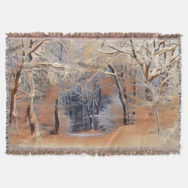 Winterlandschaft mit schneebedeckten Bäumen Aquare Decke (Vorderseite)