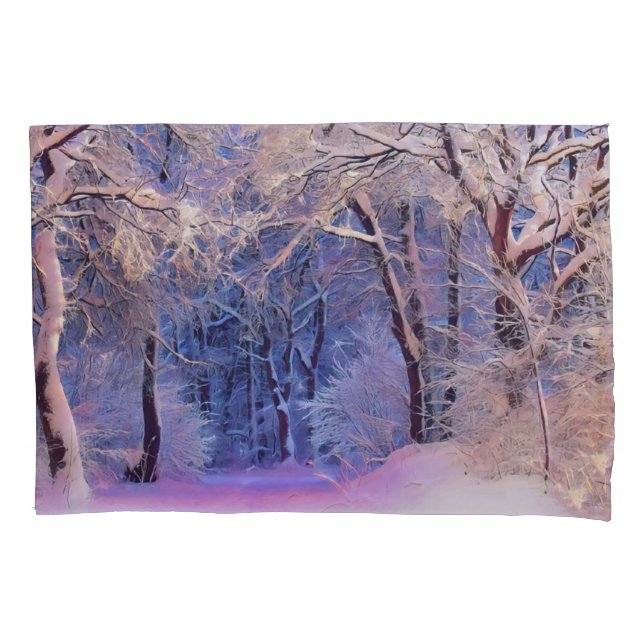 Winterlandschaft mit schneebedeckten Bäumen Aquare Kissenbezug (Vorderseite)