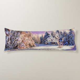 Winterlandschaft mit schneebedeckten Bäumen Aquare Seitenschläferkissen