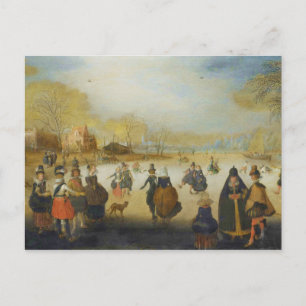 Winterlandschaft mit Skatern Postkarte
