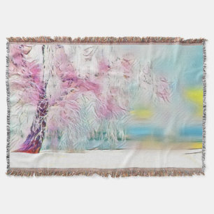 Winterlandschaft mit verschneiten Bäumen Aquarell  Decke