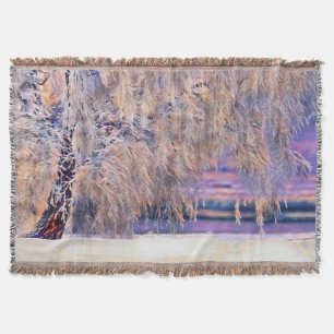 Winterlandschaft mit verschneiten Bäumen Aquarell Decke