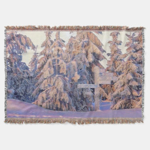 Winterlandschaft mit verschneiten Bäumen Aquarell Decke