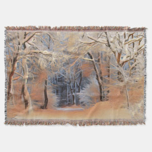 Winterlandschaft mit verschneiten Bäumen Aquarell  Decke