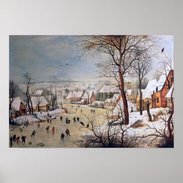 Winterlandschaft mit Vogelfalle, 1601 Poster (Vorne)