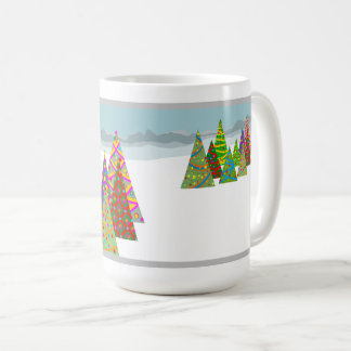 Winterlandschaft mit Weihnachtsbäumen Kaffeetasse