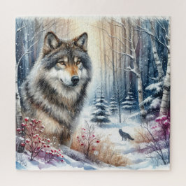 Winterlandschaft mit Wolf Puzzle