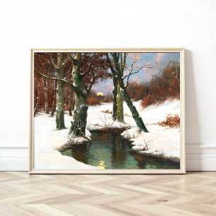 Winterlandschaft mit zunehmendem Mond Fotodruck