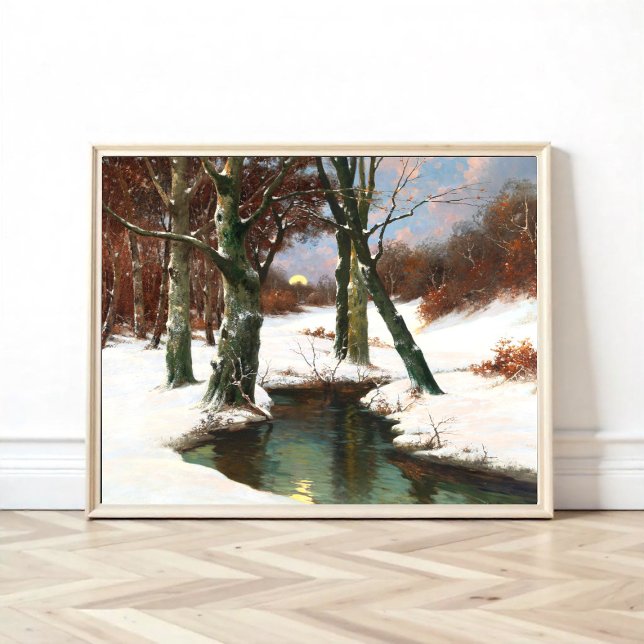 Winterlandschaft mit zunehmendem Mond Fotodruck (Von Creator hochgeladen)