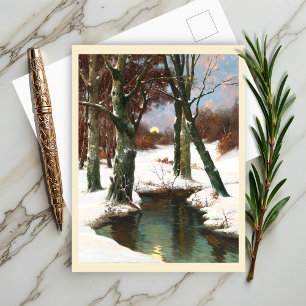 Winterlandschaft mit zunehmendem Mond Postkarte