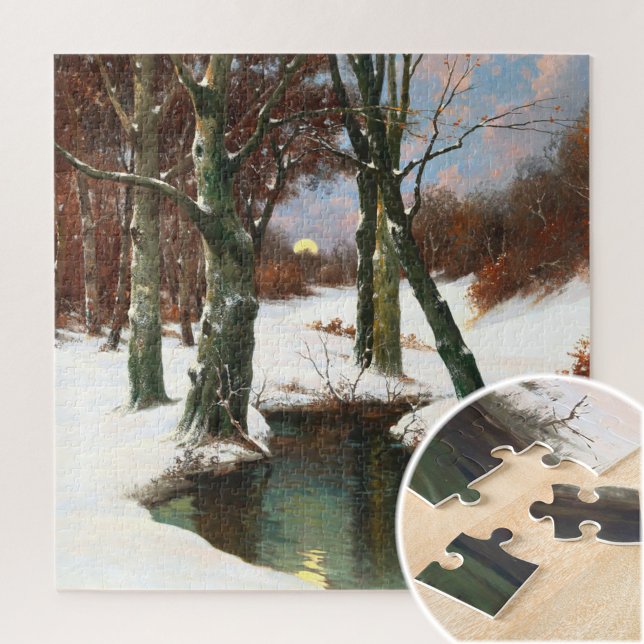 Winterlandschaft mit zunehmendem Mond Puzzle (Von Creator hochgeladen)