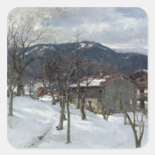 Winterlandschaft nahe Kutterling, 1899 Quadratischer Aufkleber