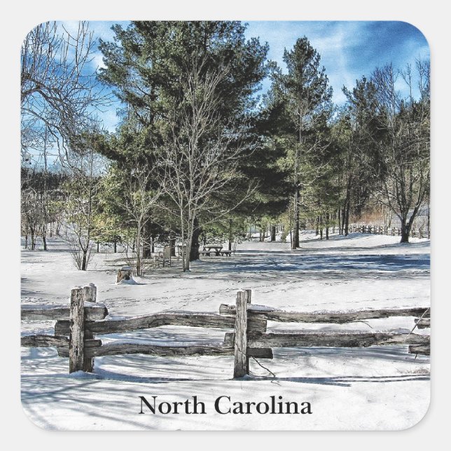 Winterlandschaft North Carolina Quadratischer Aufkleber (Vorderseite)