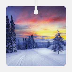 Winterlandschaft Ornament Aus Metall