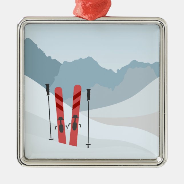 Winterlandschaft Ornament Aus Metall (Vorne)