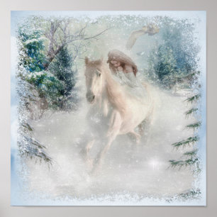 Winterlandschaft & Pferd Poster