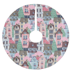 Winterlandschaft Polster-Tree-Rock gebürstet Polyester Weihnachtsbaumdecke