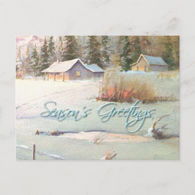 WINTERLANDSCHAFT & POND VON SHARON SHARPE POSTKARTE (Vorderseite)