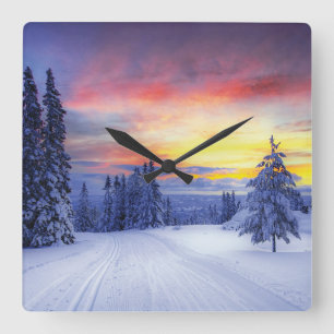 Winterlandschaft Quadratische Wanduhr