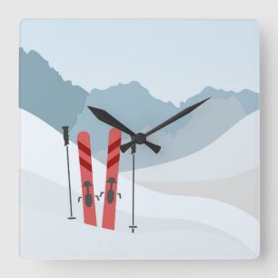 Winterlandschaft Quadratische Wanduhr