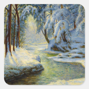 Winterlandschaft, Quadratischer Aufkleber