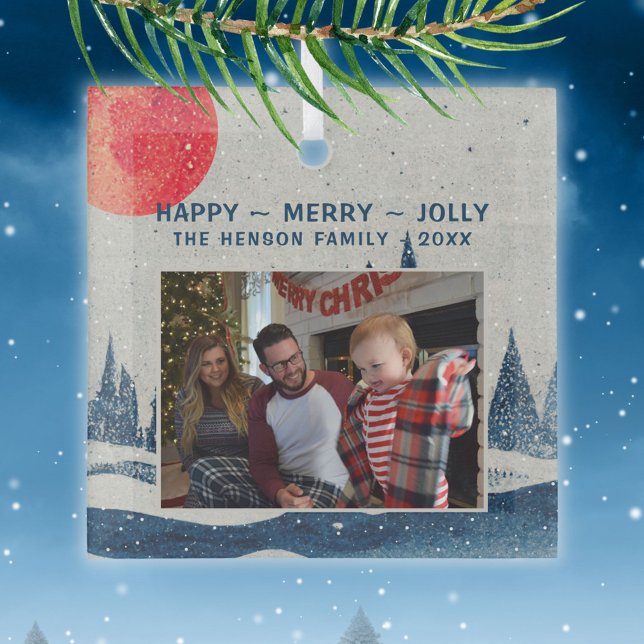 Winterlandschaft Schneewald Moon Foto Weihnachten Ornament Aus Glas (Von Creator hochgeladen)
